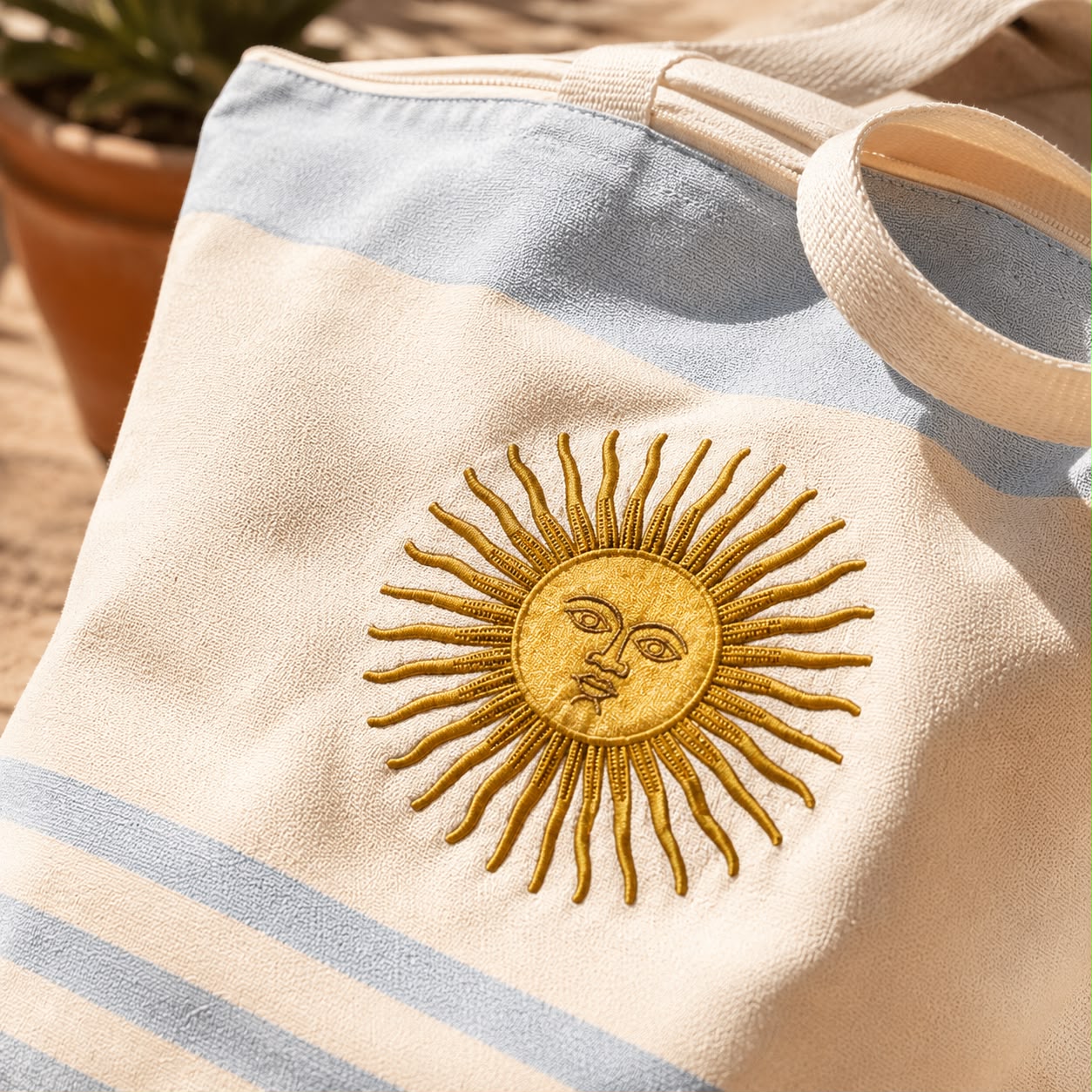 Bolso Tote Argentina Bordado Sol de Mayo – Bolso Grande de Playa y Viaje