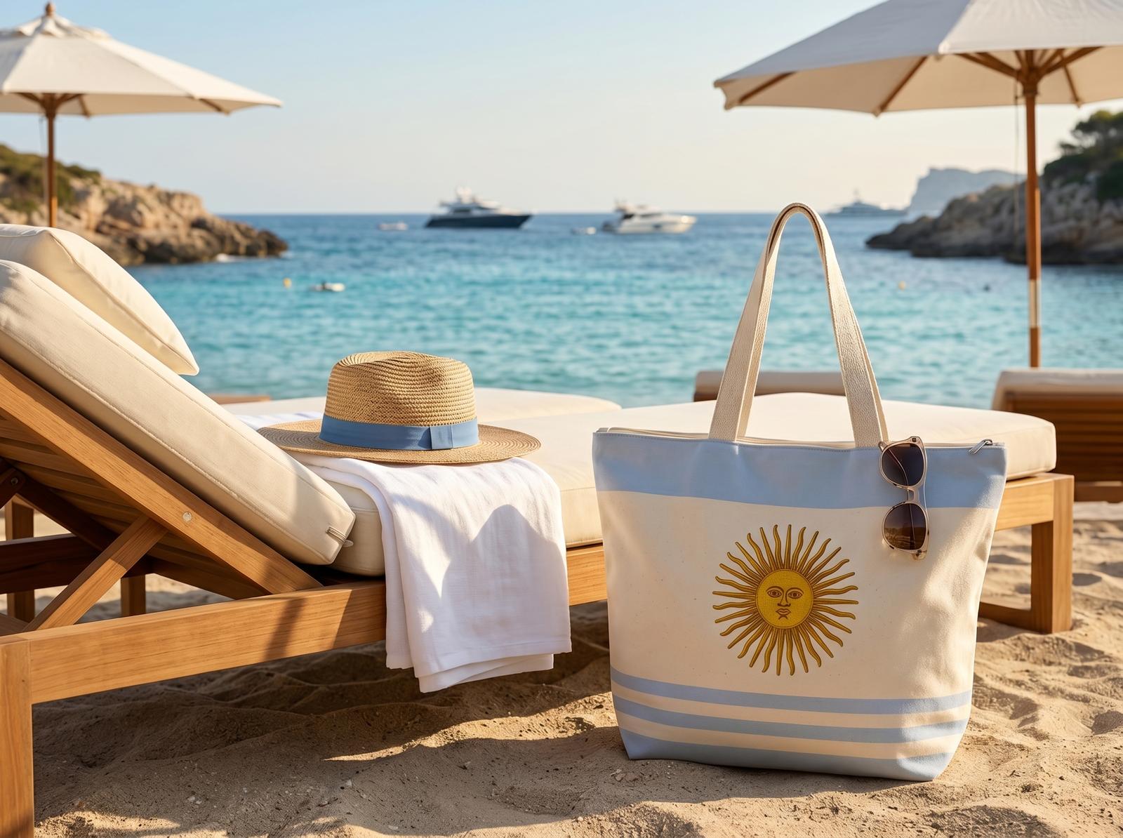 Bolso Tote Argentina Bordado Sol de Mayo – Bolso Grande de Playa y Viaje